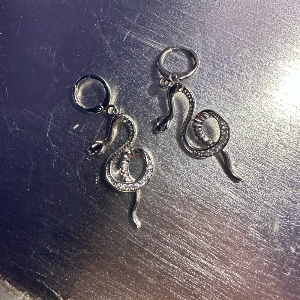 Silver snake earrings